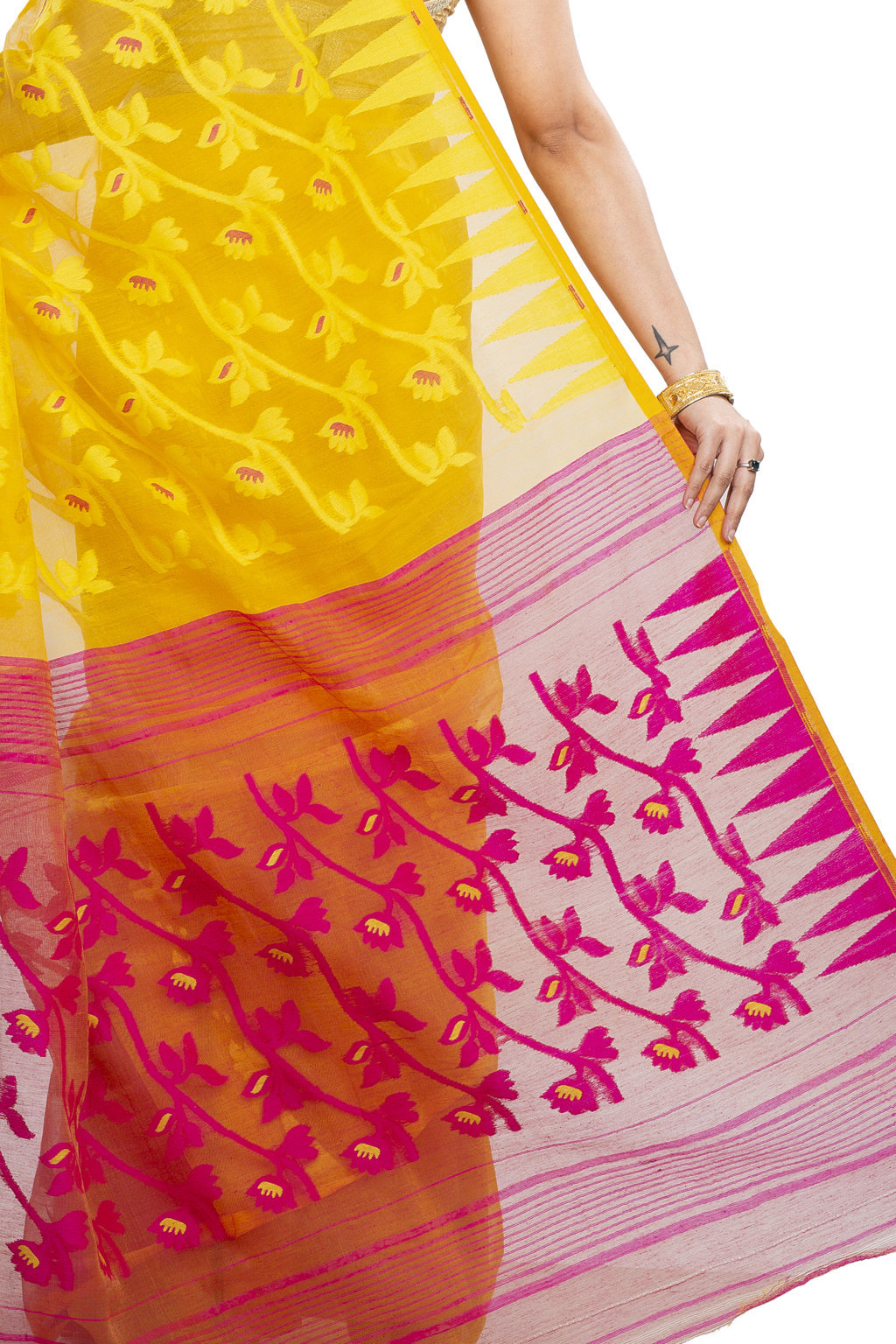 Yellow Rani Blended Cotton Moha_Jamdani Jamdani Saree (811)